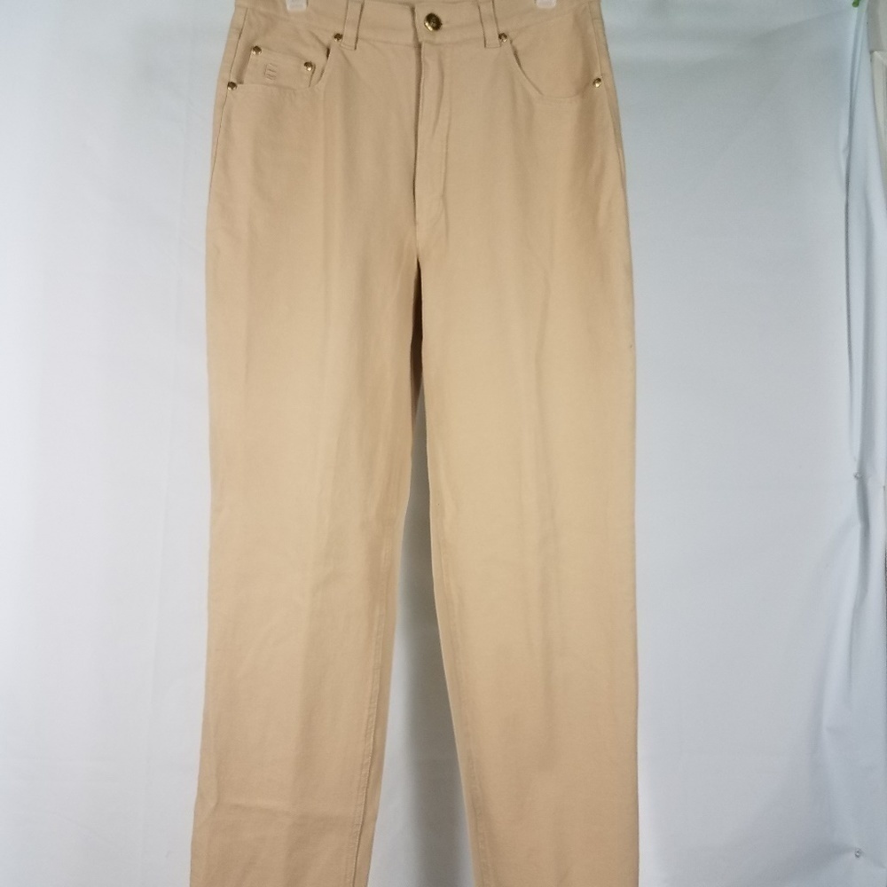 Nwt Beige Tapered Leg Stretchy Slacks Pants Sz 42